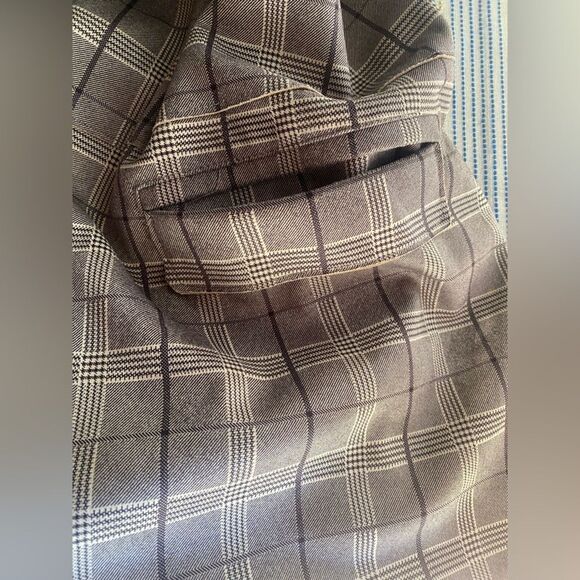 Blank NYC Anthropologie Jacket Women Size 2X Renegade Gray Brown Plaid Longline - Picture 12 of 16